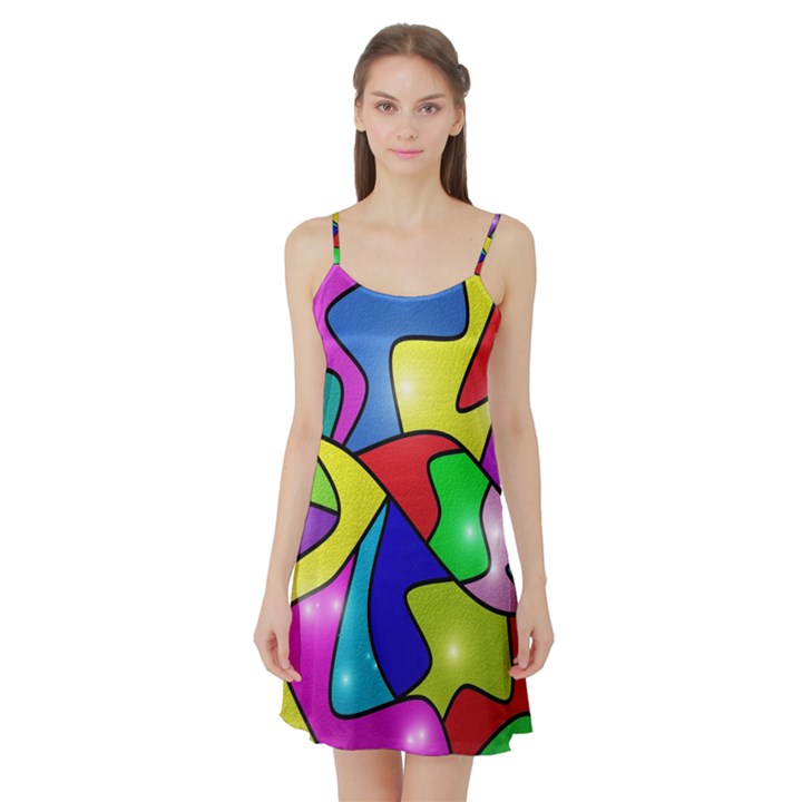 Colorful abstract art Satin Night Slip