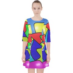 Colorful Abstract Art Quarter Sleeve Pocket Dress by gasi