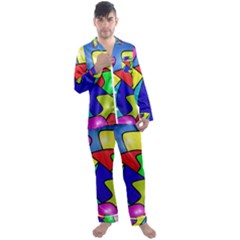 Colorful Abstract Art Men s Long Sleeve Satin Pajamas Set by gasi