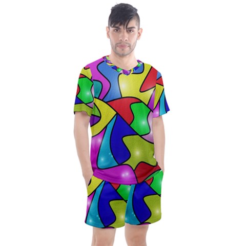 Colorful Abstract Art Men s Mesh Tee And Shorts Set by gasi