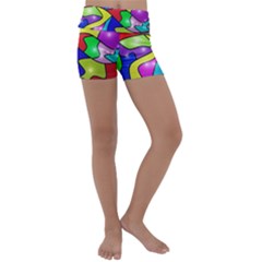 Colorful Abstract Art Kids  Lightweight Velour Yoga Shorts by gasi