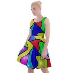 Colorful Abstract Art Knee Length Skater Dress by gasi