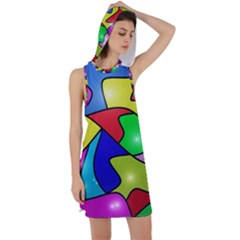 Colorful Abstract Art Racer Back Hoodie Dress by gasi