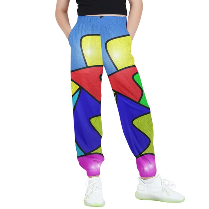 Colorful abstract art Kids  Elastic Waist Pants