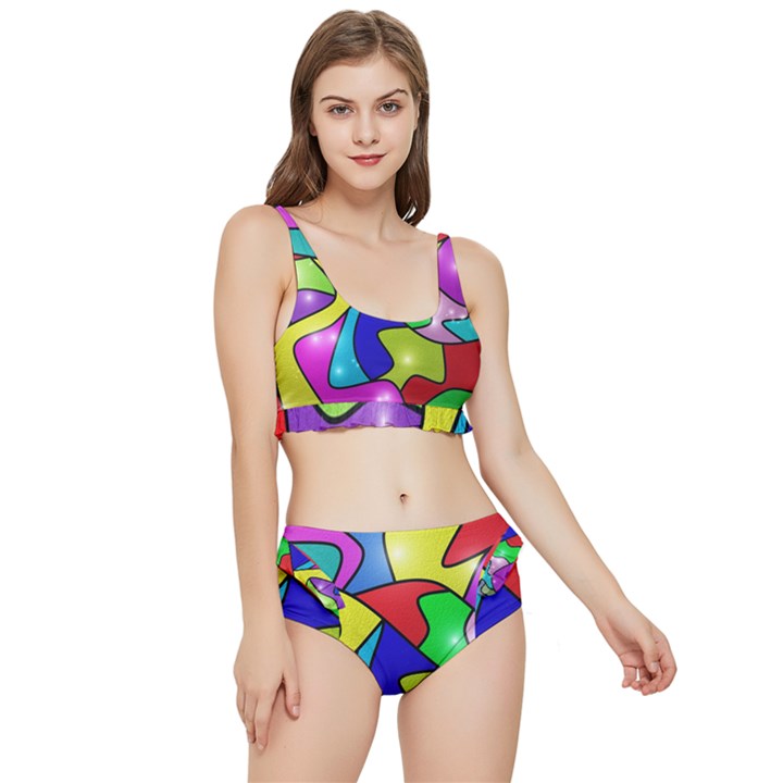 Colorful abstract art Frilly Bikini Set