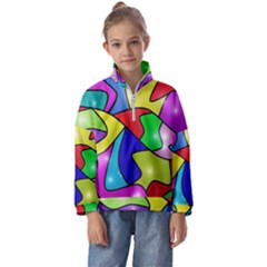 Colorful Abstract Art Kids  Half Zip Hoodie by gasi