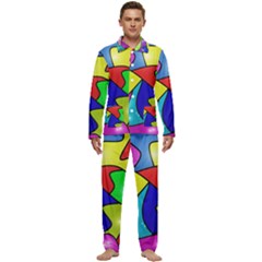 Colorful Abstract Art Men s Long Sleeve Velvet Pocket Pajamas Set by gasi