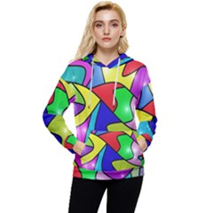 Colorful Abstract Art Women s Lightweight Drawstring Hoodie by gasi