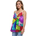 Colorful abstract art Casual Spaghetti Strap Chiffon Top View2