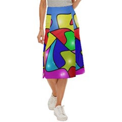 Colorful Abstract Art Midi Panel Skirt by gasi