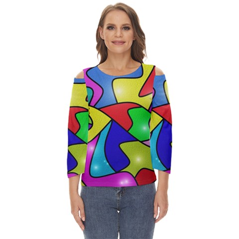 Colorful Abstract Art Cut Out Wide Sleeve Top by gasi