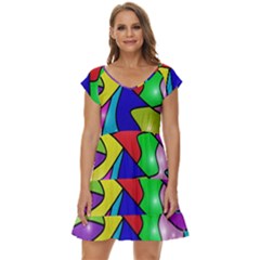 Colorful Abstract Art Short Sleeve Tiered Mini Dress by gasi