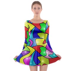 Colorful Abstract Art Long Sleeve Skater Dress by gasi