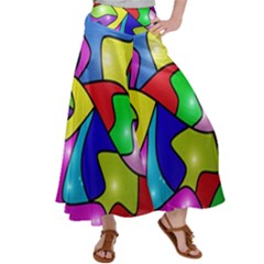 Colorful Abstract Art Satin Palazzo Pants by gasi