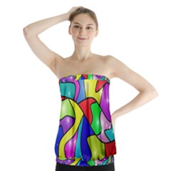 Colorful Abstract Art Strapless Top by gasi