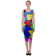 Colorful Abstract Art Sleeveless Pencil Dress