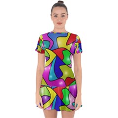 Colorful Abstract Art Drop Hem Mini Chiffon Dress by gasi