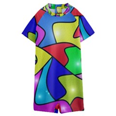 Colorful Abstract Art Kids  Boyleg Half Suit Swimwear by gasi