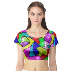 Colorful Abstract Art Short Sleeve Crop Top by gasi