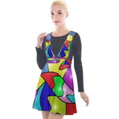 Colorful Abstract Art Plunge Pinafore Velour Dress by gasi