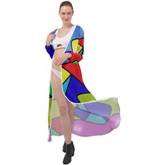 Colorful Abstract Art Maxi Chiffon Beach Wrap by gasi