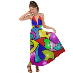 Colorful Abstract Art Backless Maxi Beach Dress by gasi