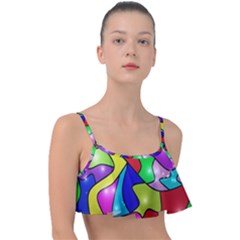 Colorful Abstract Art Frill Bikini Top by gasi