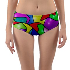 Colorful Abstract Art Reversible Mid-waist Bikini Bottoms by gasi