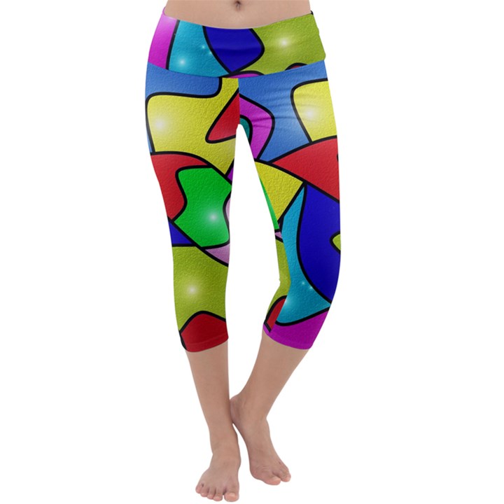 Colorful abstract art Capri Yoga Leggings