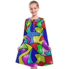 Colorful Abstract Art Kids  Midi Sailor Dress by gasi