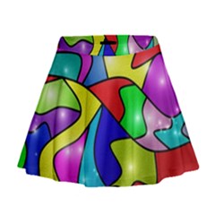 Colorful Abstract Art Mini Flare Skirt by gasi