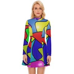 Colorful Abstract Art Long Sleeve Velour Longline Dress by gasi