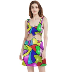 Colorful Abstract Art Velour Cutout Dress by gasi