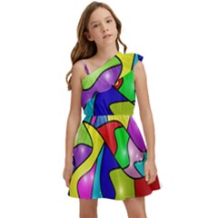 Colorful Abstract Art Kids  One Shoulder Party Dress by gasi