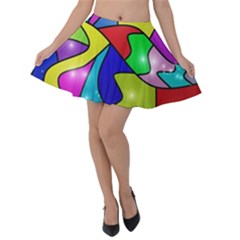 Colorful Abstract Art Velvet Skater Skirt