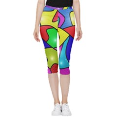 Colorful Abstract Art Inside Out Lightweight Velour Capri Leggings 