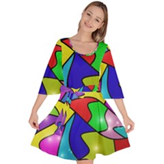 Colorful Abstract Art Velour Kimono Dress by gasi