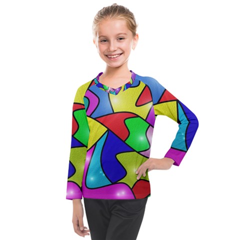 Colorful Abstract Art Kids  Long Mesh Tee by gasi