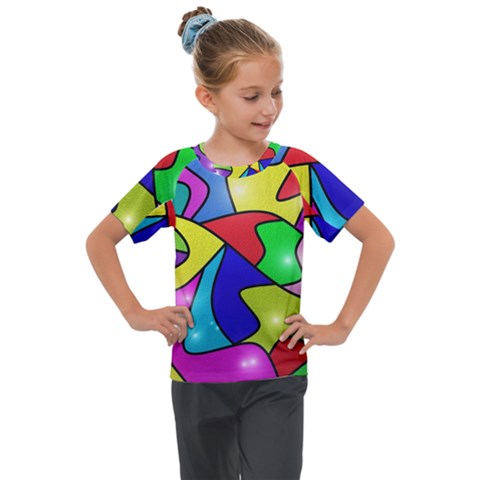 Colorful Abstract Art Kids  Mesh Piece Tee by gasi