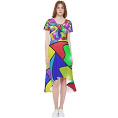 Colorful Abstract Art High Low Boho Dress by gasi