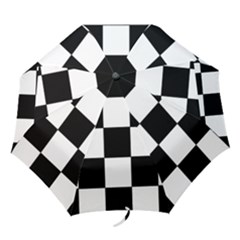 Grid-domino-bank-and-black Folding Umbrellas by BangZart