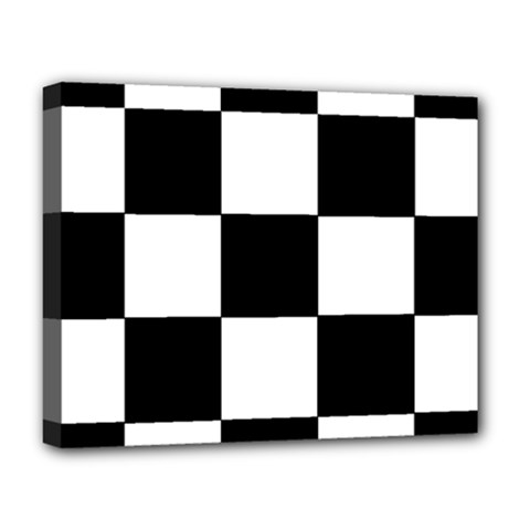 Grid-domino-bank-and-black Deluxe Canvas 20  X 16  (stretched) by BangZart