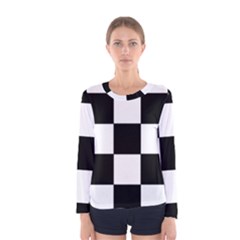 Grid-domino-bank-and-black Women s Long Sleeve Tee