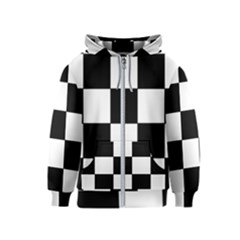 Grid-domino-bank-and-black Kids  Zipper Hoodie