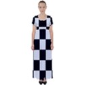 Grid-domino-bank-and-black High Waist Short Sleeve Maxi Dress View1