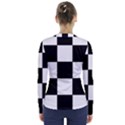 Grid-domino-bank-and-black V-Neck Long Sleeve Top View2