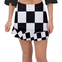 Grid-domino-bank-and-black Fishtail Mini Chiffon Skirt by BangZart