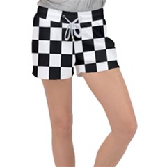 Grid-domino-bank-and-black Velour Lounge Shorts by BangZart