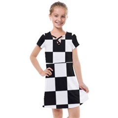 Grid-domino-bank-and-black Kids  Cross Web Dress by BangZart