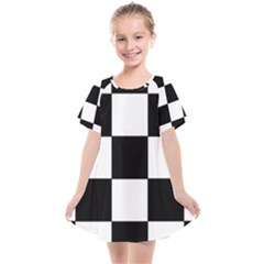 Grid-domino-bank-and-black Kids  Smock Dress by BangZart